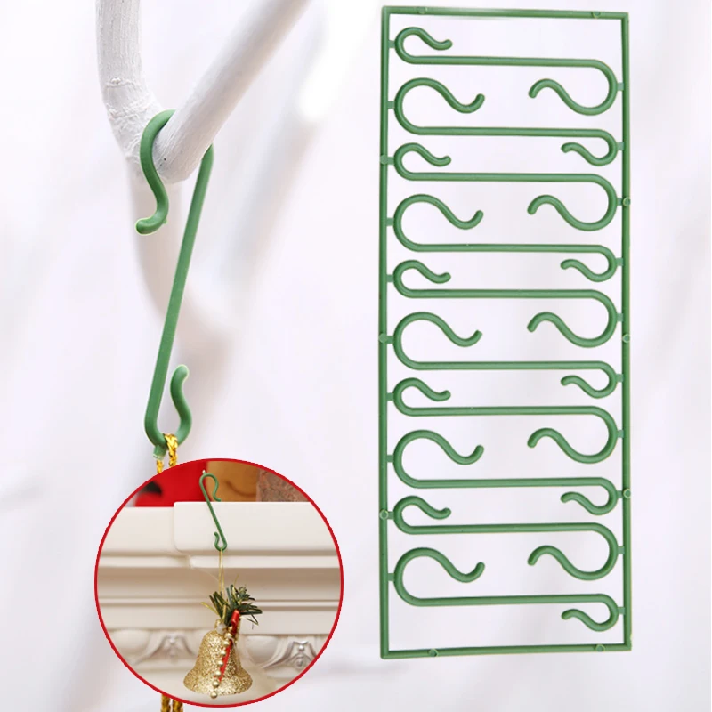 10pcs hooks 1 шт., Новогодняя подвесная кукла, рождественские изделия, рождественские снежинки, настольные украшения, рождественские украшения для дома, вечерние рождественские товары Navidad - Цвет: 10pcs hooks