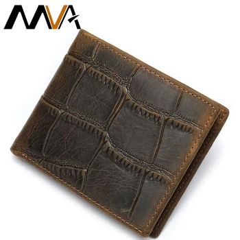 

MVA Men Wallets Short Man Leather Wallet Genuine Mens Wallet Luxury Engraved Coin Purse Cards Alligator cartera para hombre 7000