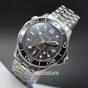 

Bliger 41mm GMT Automatic watch black dial date rotate ceramic bezel stainless steel bracelet machinery Men's watch