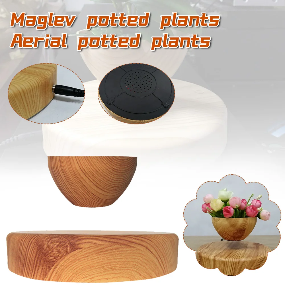 Levitating Air Bonsai Pot Rotating Flower Planter Magnetic Levitation Suspension Flower Floating Pot Desk Home Office Decor