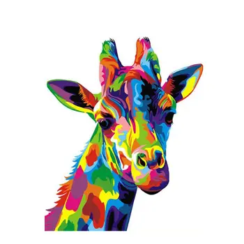 

Colorful Giraffe DIY Digital Oil Painting By Numbers Canvas Wall Arts Hand Painted Picture Paint for Adult Beginner Home Decor