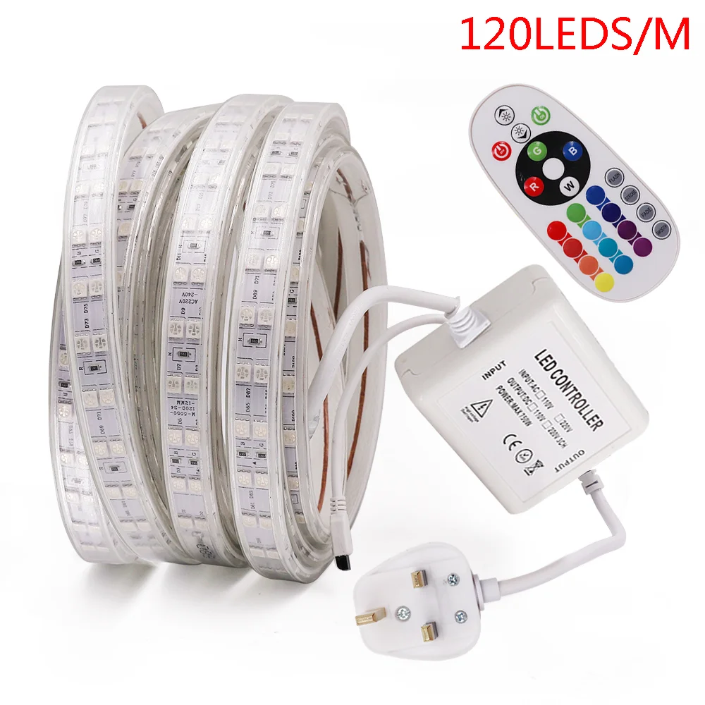 Светодиодная лента 220 В переменного тока 5050SMD 120 светодиодов/м гибкая