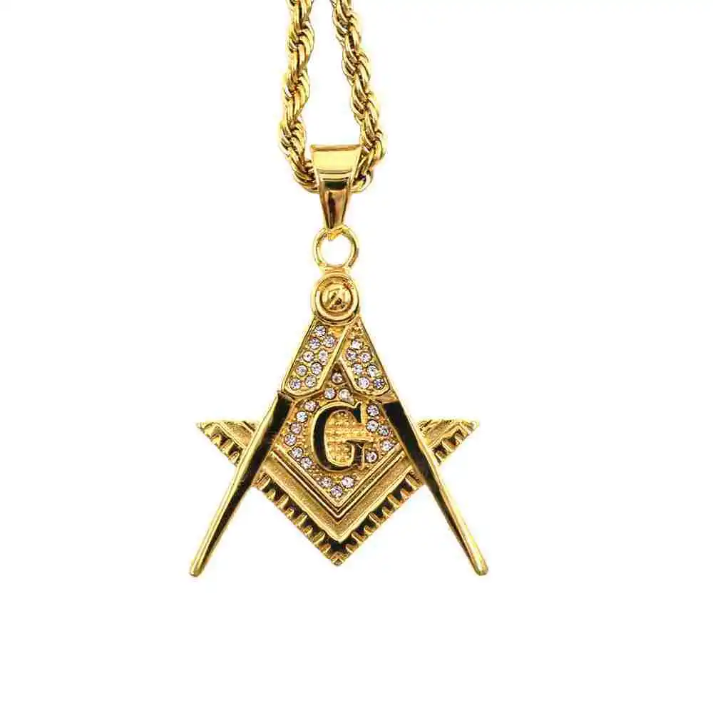 Necklace Men Freemasonry Necklace Gold color Necklace Religious pendant