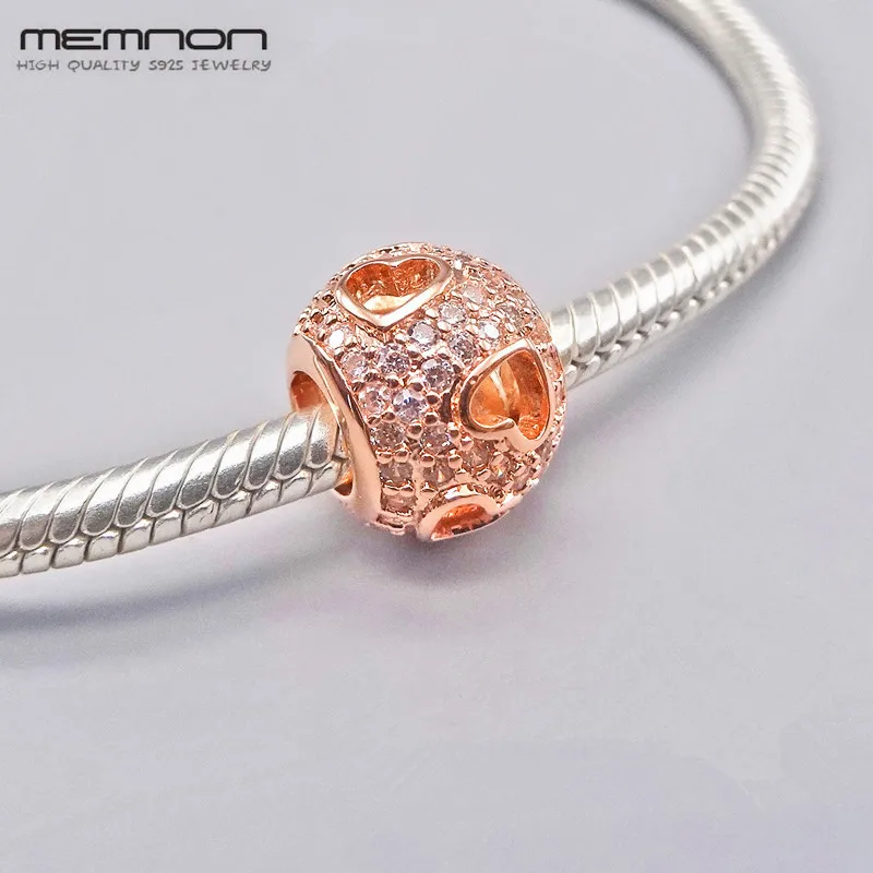 BE402 Серебряные сердца Подвески с розовым золотом подходят бусины из стерлингового серебра 925 браслет ожерелье DIY кулон для ювелирных изделий ювелирные изделия BE174 - Цвет камня: BE402