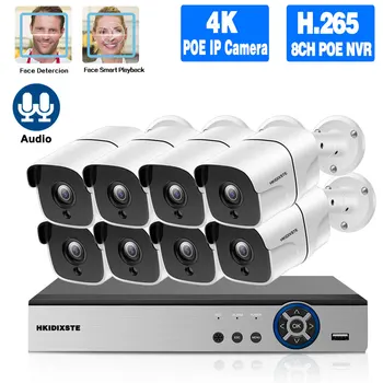 

H.265 CCTV Camera Security System Kit 4K 8ch Outdoor Waterproof Audio Ai Night Vision POE IP Camera Vedio Surveillance Kit 8MP