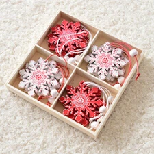 Christmas tree decoration Nordic ins wooden creative Christmas pendant Christmas day snowflake five-pointed star elk - Цвет: D