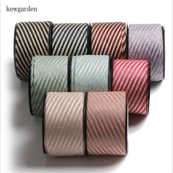 

Kewgarden Bronzing Twill Stripe Satin Ribbons 1" 1.5" 10 25 38mm DIY Hairbow Accessories Handmade Tape Packing Webbing 20 Yards