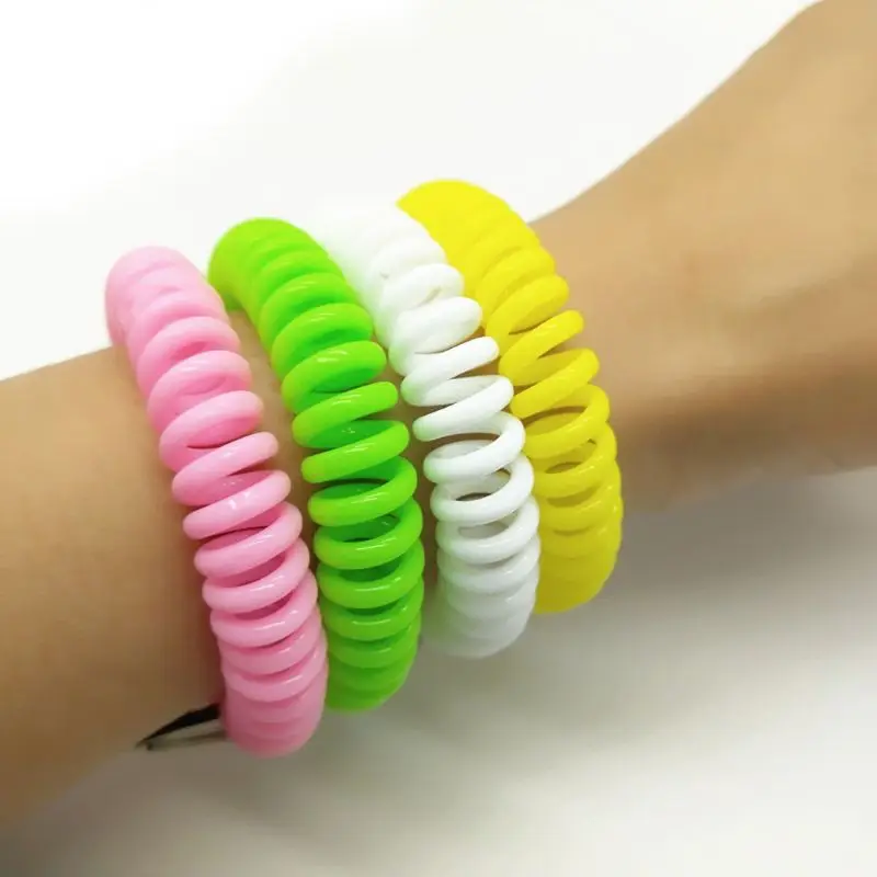 

5Pcs Mixed Wrist Coil Keychains Stretch Wristband Key Ring For Gym Pool ID Badge