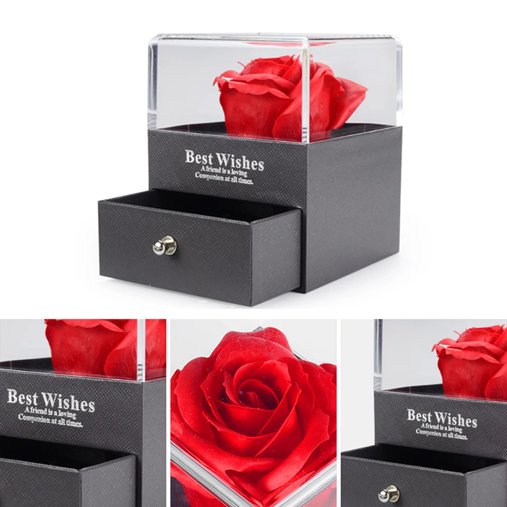 Вечная роза цветок с кольцом коробка красивая креативная дизайнерская шкатулка для украшений подарок на свадьбу День святого Валентина подарки на день матери