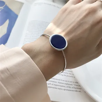 

RUIYI Women Luxury Wedding Jewelry Real 925 Sterling Silver Natural Black Pine Stone Bangles Female Fashion Minimalism Bracelets