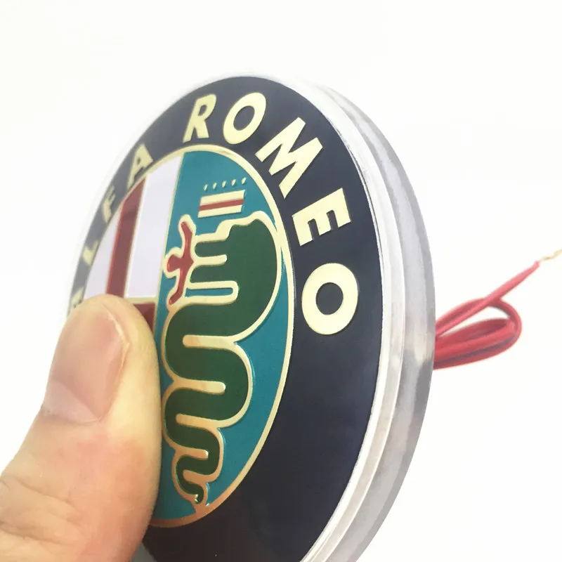 3D ALFA ROMEO 75 мм лазерный Водонепроницаемый светодиодный фонарь автомобильный значок Задняя эмблема ходовая лампа для Mito 147 156 159 166 Giulietta Spider GT - Цвет: Gold