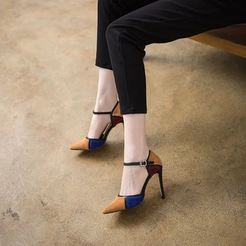 

2020 SNew Fashion Color Matching Pointed Toe Women Shoes High Heels