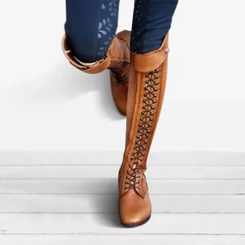 

Autumn and Winter Mid Calf Boots Ladies Thigh Shoes Strap over-the-Knee Boots Thigh Martin Boots Shoes