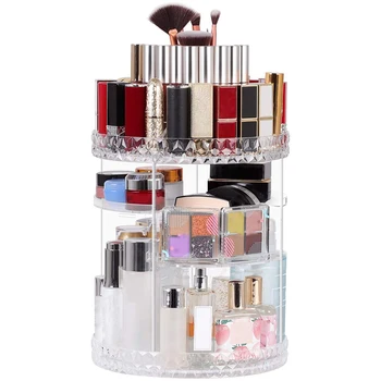 

Makeup Organizer 360 Rotating, DIY Adjustable Bathroom Makeup Carousel Spinning Holder Rack, Large Capacity Storage Box