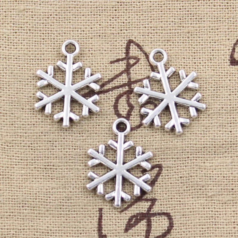 15pcs Charms Snow Snowflake 20x15mm Antique Silver Color Plated Pendants Making DIY Handmade Tibetan Finding Jewelry | Украшения и