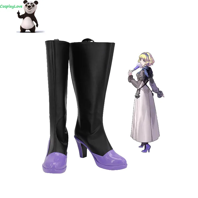 

CosplayLove Fire Emblem: Three Houses Indered Shadows Constance Black Purple Cosplay Shoes Long Boots Leather Custom Made