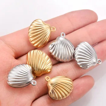 

10pcs/lot Stainless Steel Hollow Gold Silver Tone Shell Charm 19mm Sea Shell Pendant for DIY Bracelet Necklace Jewelry Making