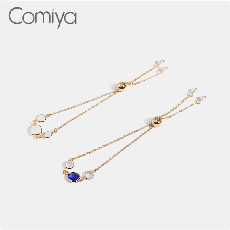 

Comiya Bracelets For Women Zinc Alloy Chains Gold Color Pulseira Feminina Statement Crystal Mosaic Round Square Indian Jewelry