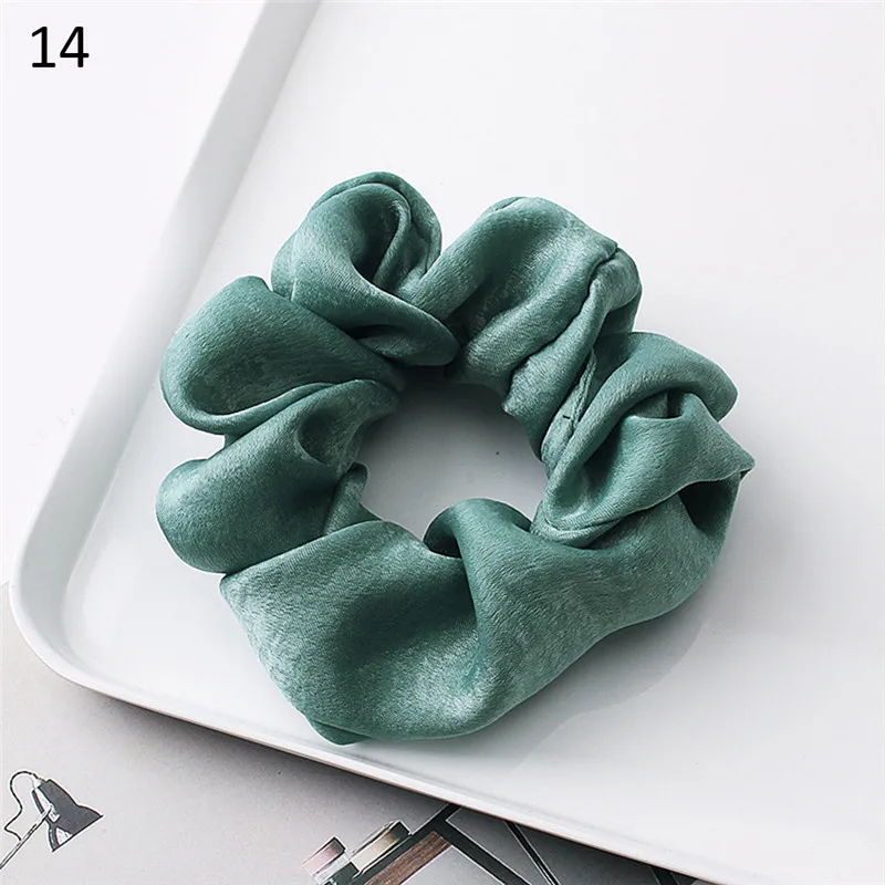 1 шт Мода мягкий бархат большой Упругие волосы веревки Scrunchies для Для Женщин Девочек Сладкий сплошной волос держатель ленты Галстуки резинка для волос аксессуары - Цвет: Satin-014