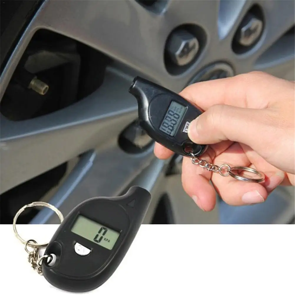 

Mini Tire Pressure Gauge LCD Digital Tire Pressure Tester TPMS Car Bike Engine Air Pressure Checker Adapter With Keychain
