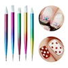 5Pcs Set of Dual-Use Nail Art Pens, Nail Dotting Pens with Silicone Rhinestone Picker for Nail Designs Carving 1