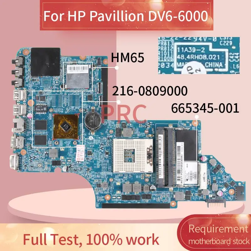 665345-001 665345-501 For HP DV6 DV6T-6B DV6-6000 HM65 HD7470M Notebook Mainboard 11A39-2 48.4RH08.021 Laptop Motherboard afbeelding