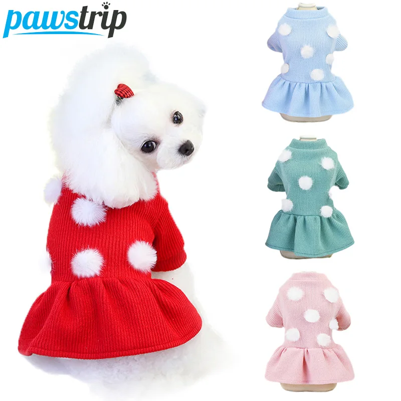 Pawstrip милое шерстяное платье для собак зимняя одежда пачка юбка Pomeranian Yorkie зимнее