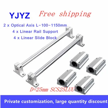 

25mm linear shaft round rod L100-1150mm chromed optical axis+4pc SC25LUU Slider +4PC SK Bearing bracket for 3d printer