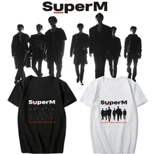 K-pop SuperM BAEKHYUN KAI Taeyong Taemin Mark Lucas Ten футболки с короткими рукавами Kpop SuperM Летние повседневные футболки для фанатов