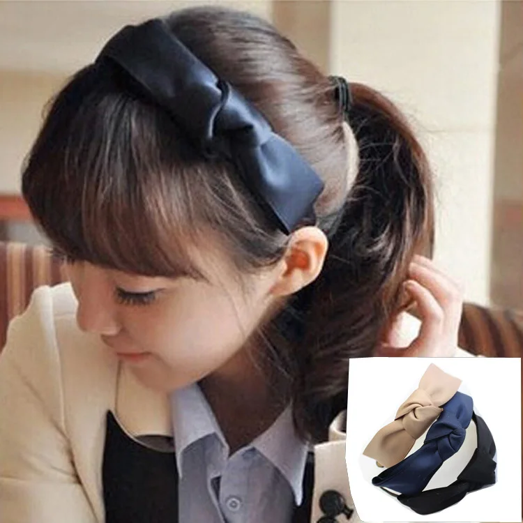 

Imported from South Korea-Style Solid Color Versatile Hair Bands Women's Simple Glorious Headband Double Layer Large Bow Headban