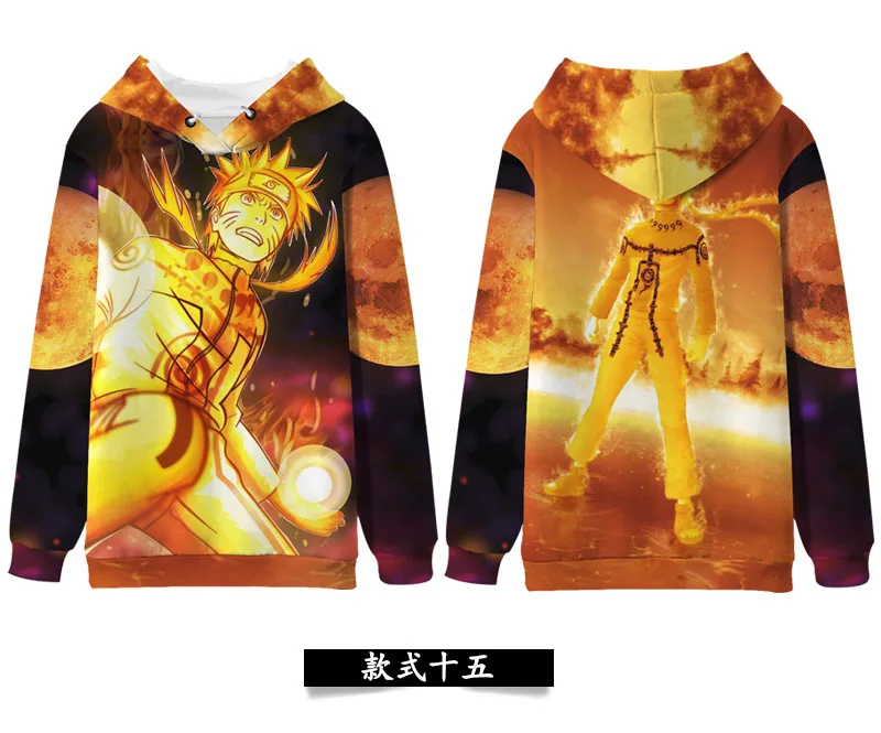 Anime Hoodie NARUTO Uzumaki Uchiha Sasuke Hatake Winter Hooded Sweatshirt Full Color Pullover Couple Women Men Sportswear Coat - Color: Winter 15