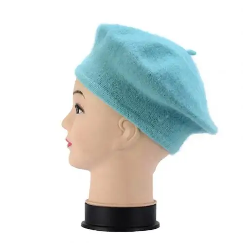 Peacock Blue Модная детская однотонная зимняя теплая шерстяная шапка-берет для девочек, рождественский подарок - Цвет: Peacock Blue