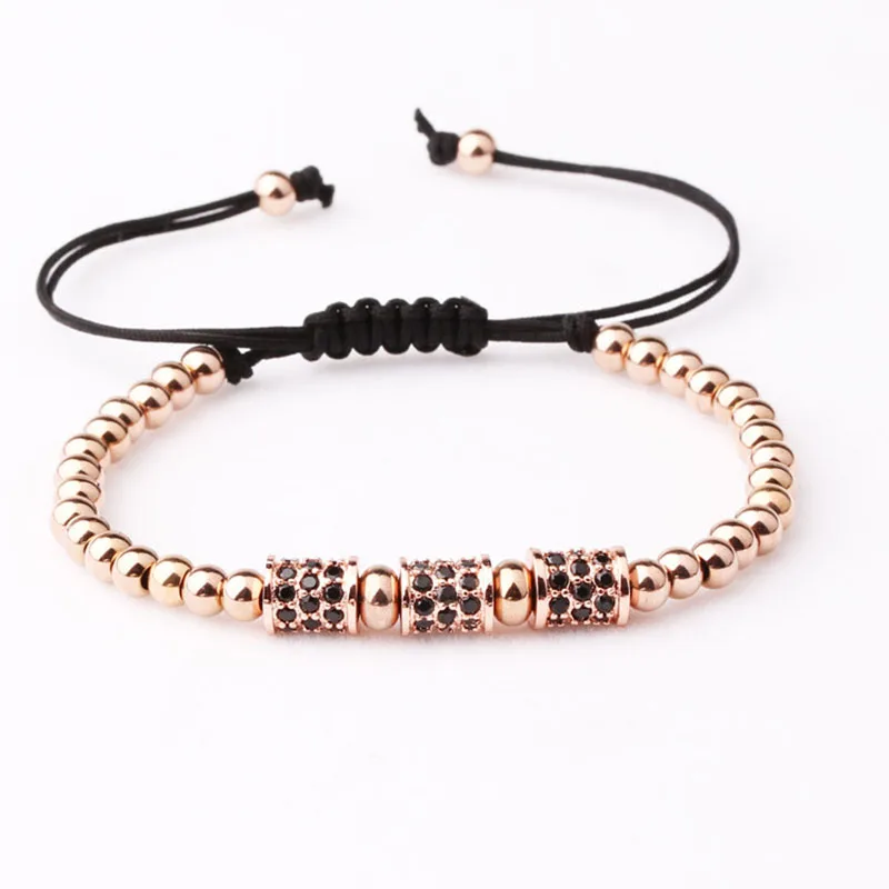 Fashion Jewelry CZ Tube Stainless Steel Beads Men Women Macrame Bracelet - Image 5