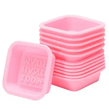 

24pcs/lot 100% Reusable Silicone Soap Mold Pink DIY Square Letter Handmade Soaps Moulds