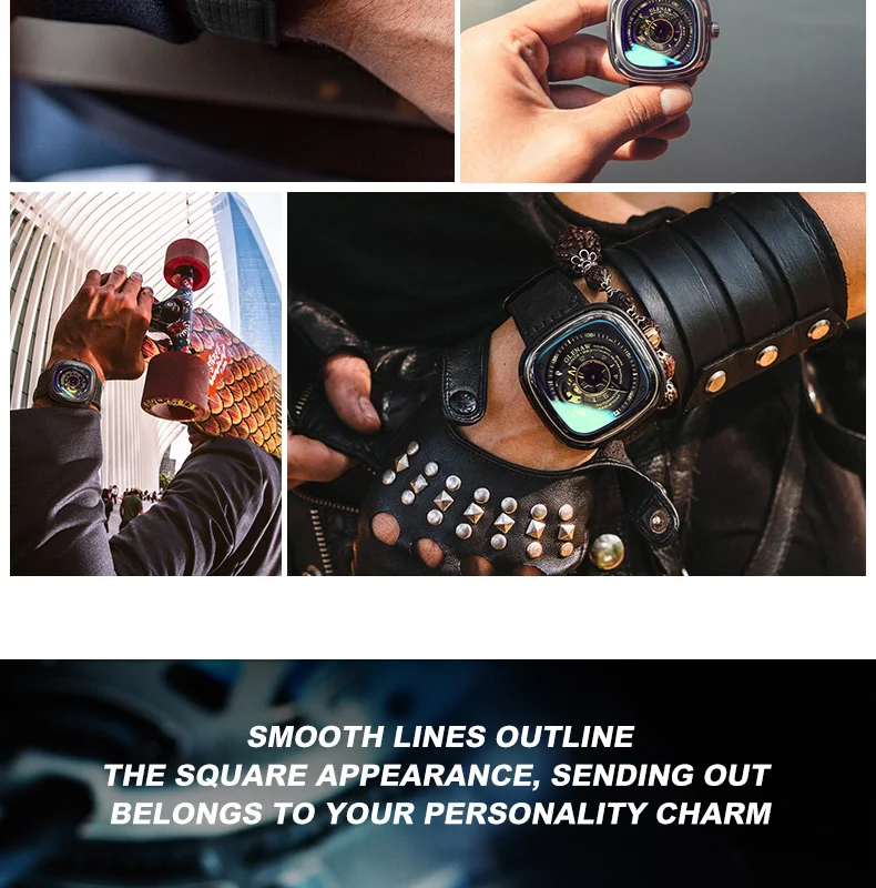 2021 new men's watch automatic machinery top brand luxury square large dial sports waterproof watch relegio masculi