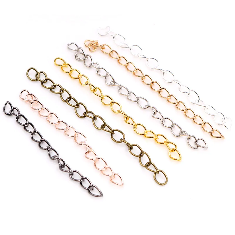 50 unids/lote 50mm 70mm 5x4mm collar Cadena de extensión pulsera a granel extensor de cola de cadenas extendidas para DIY joyería hacer hallazgos