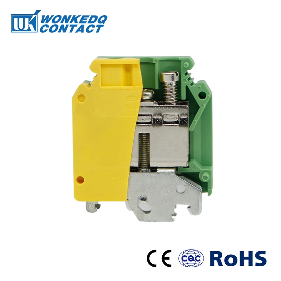 

Din Rail Terminal Blocks Ground 10Pcs USLKG-35 Instead of PHOENIX CONTACT Universal Class Connector Screw Terminal USLKG35
