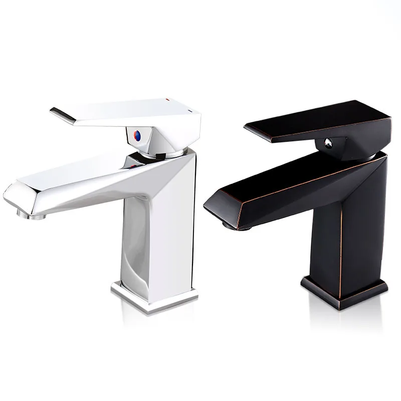 

Bathroom Electroplated Basin Faucet Copper Black Ancient Red Edge Hotel Toilet Table Basin Hot And Cold Bathroom Faucet