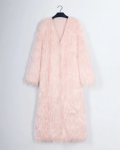 ZADORIN/большой размер, очень длинная пушистая мягкая куртка из искусственного меха, европейская уличная женская зимняя теплая розовая шуба, плюшевое пальто