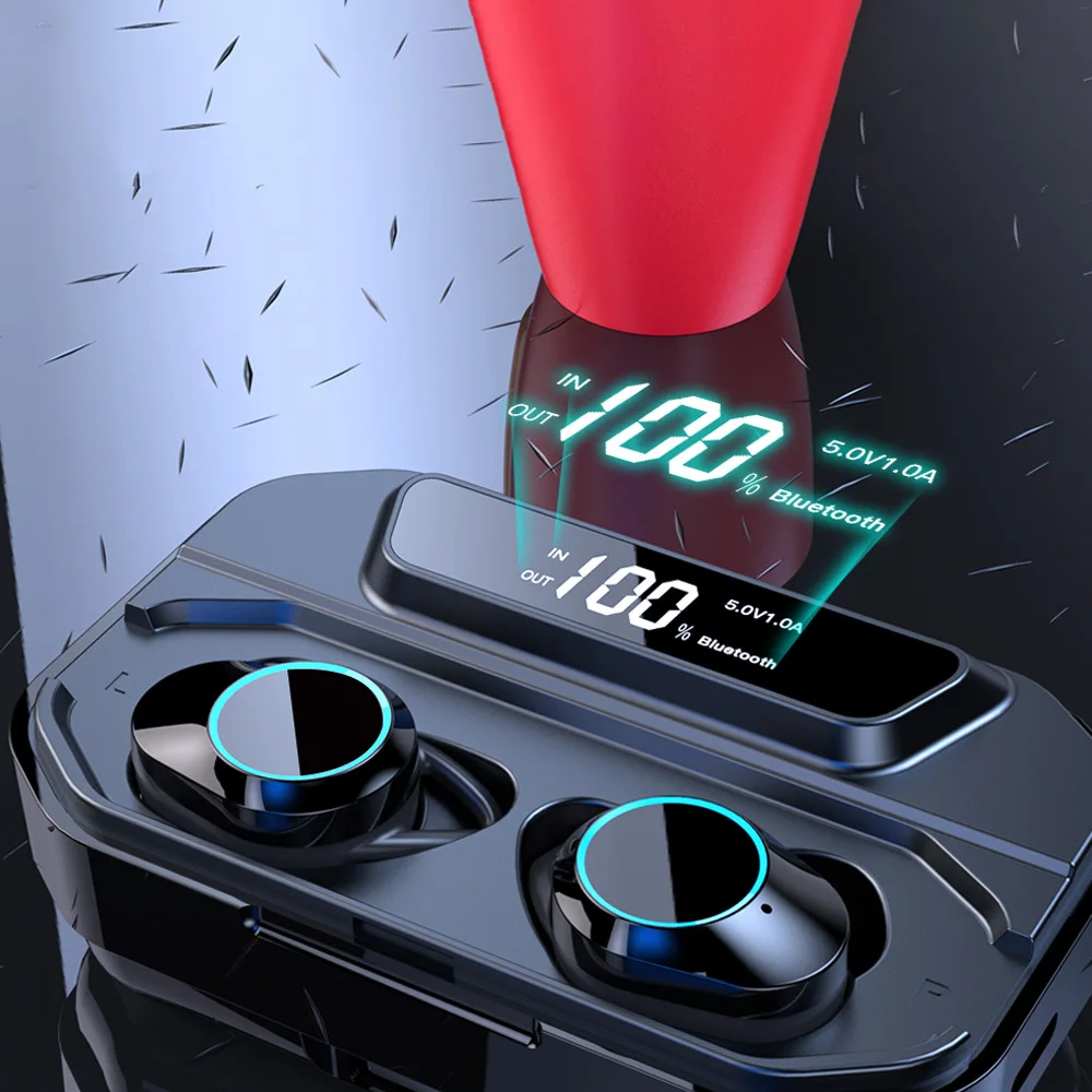 TWS 5,0 беспроводные Bluetooth наушники, гарнитура для видеоигр с светодиодный дисплей зарядная коробка водонепроницаемый с микрофоном Handsfree наушники