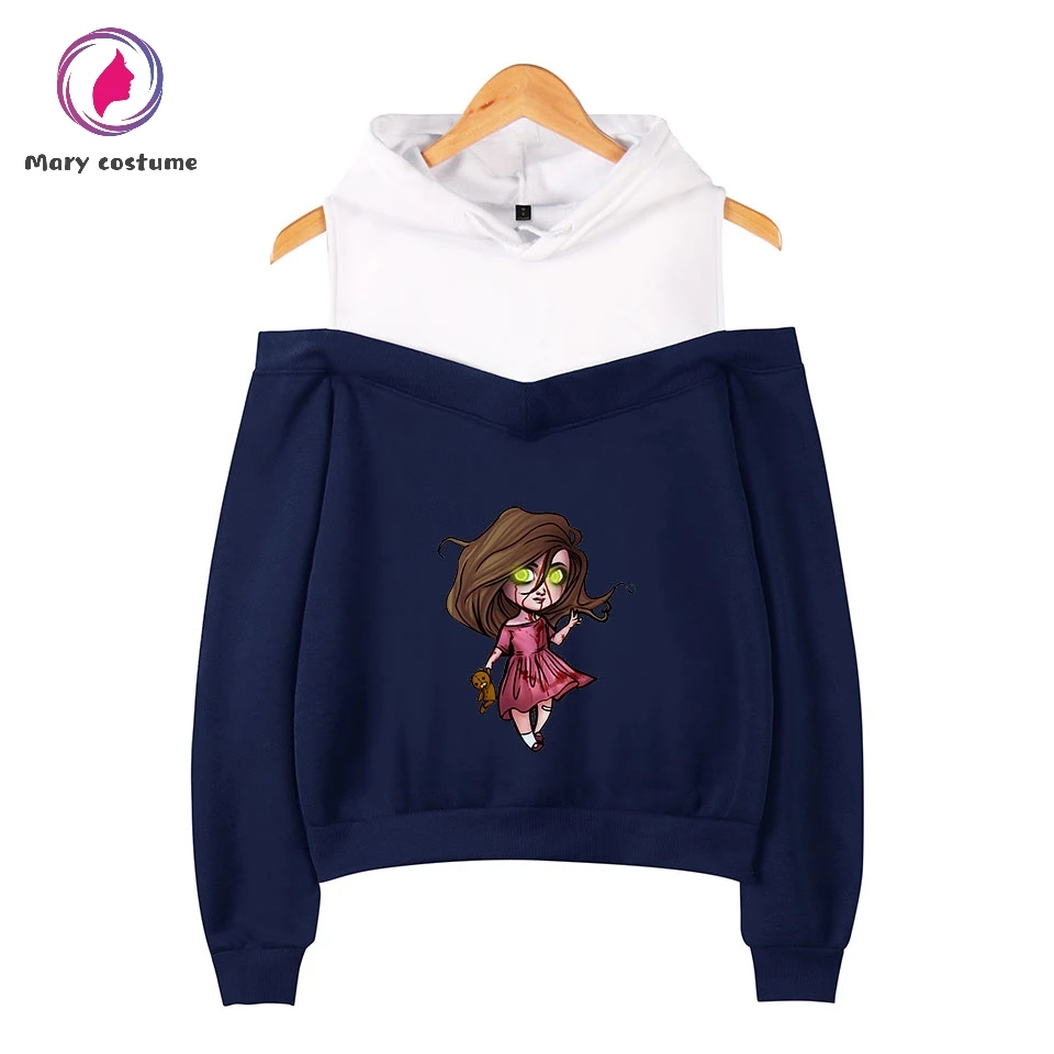  Creepypasta Style 2D Off-The-Shoulder Sweatshirt Women Hooded Sweatshirt Hot Casual Wear Trendy Lei