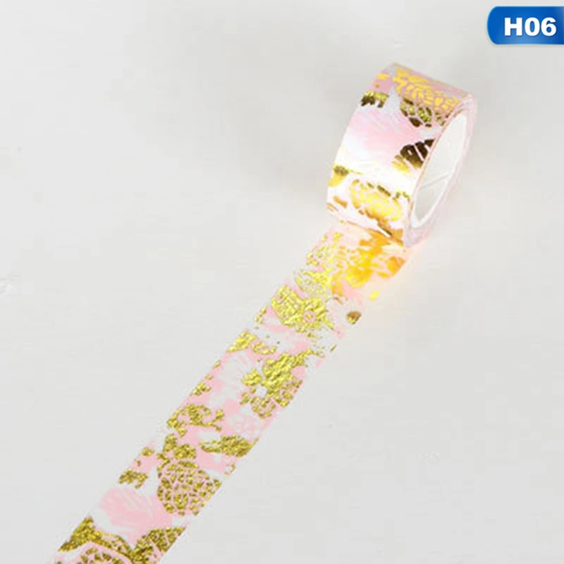 Golden Pink Foil Paper Washi Tape Set Japanese Scrapbooking Decorative Can TearTapes For Photo Album Home Decoration - Цвет: 6
