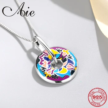 

Fashion DIY gift 925 Sterling Silver like abstract flower pattern colourful Enamel fine Necklace Pendant Party Jewelry