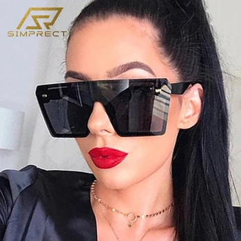 

SIMPRECT Oversized Sunglasses Women 2020 Fashion One-piece Square Sunglasses Retro Big Sun Glasses Vintage Shades For Women