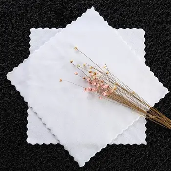 

10 Pcs White Square Napkin Wmbossed Fiber Wipes Handkerchief for Hotel Restaurant Cut Edge Lace Cleaning Rag