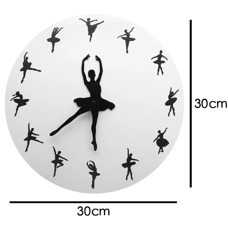 Ballet Time Wall Clock Ballerina Dancer Ballet Decorative Clock Wall Watch Girls Room Dancing Studio Decor Ballet Dancers Gift