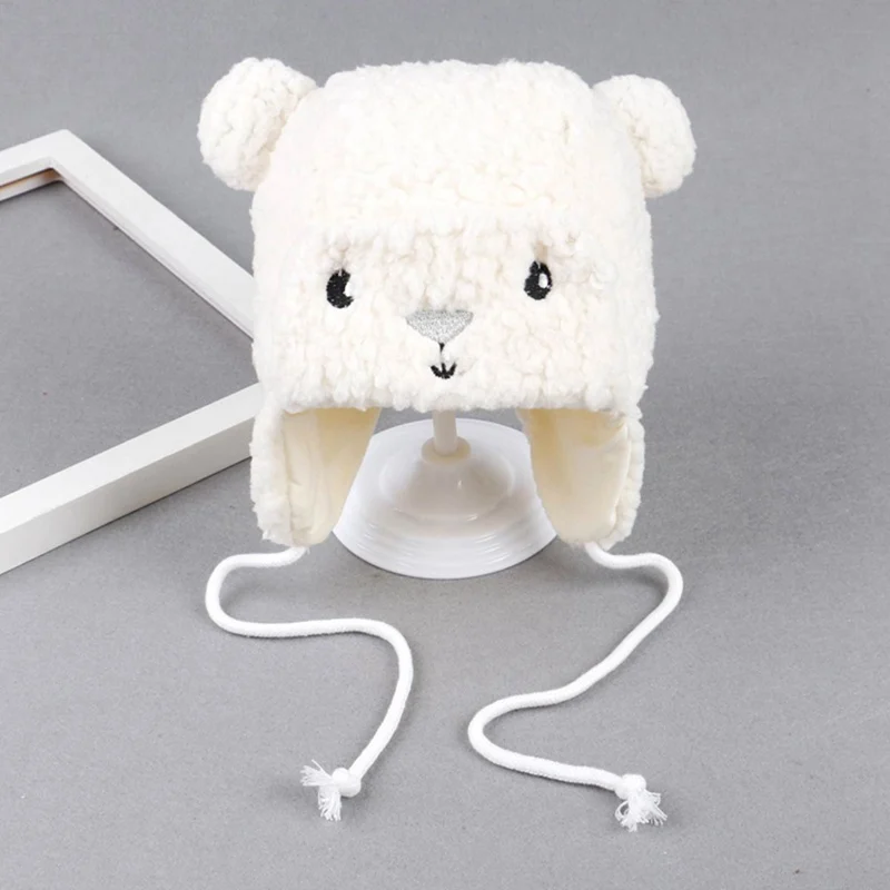 Новинка, для малышей, с милым медведем наушники Шапки зимняя Вельветовая теплая дутая куртка для младенцев Кепки s Мягкий силиконовый чехол с рисунком из мультфильма Кепки для маленьких мальчиков и девочек Шапки фон для фотосъемки - Цвет: BG
