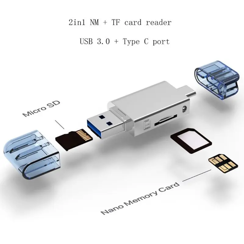 2020 Новый 2в1 USB 3 0 Type C для TF карты памяти huawei NM Nano карты|Картридеры| |