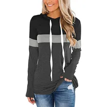 

Women's Patchwork Hooded Sweatshirts Casual Long Sleeve Pullover Drawstring Hoodie Sweatshirt Blouse Top Sudadera Mujer