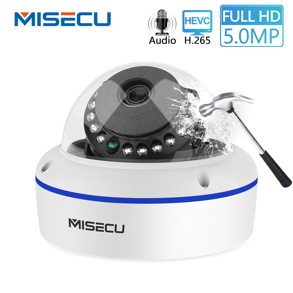 Câmera de Segurança Misecu Super Vigilância ip Poe Câmera 1080 p Áudio Microfone Dome Interior E-mail Push Onvif P2p hd 5mp 2mp